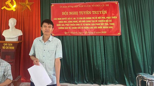 UỶ BAN MẶT TRẬN TỔ QUỐC XÃ QUỐC KHÁNH ĐẨY MẠNH CÔNG TÁC TUYÊN TRUYỀN TẠI CÁC THÔN