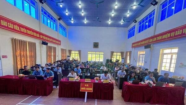 ĐẢNG ỦY XÃ QUỐC KHÁNH TỔ CHỨC ĐIỂM CẦU HỘI NGHỊ BÁO CÁO VIÊN TRUNG ƯƠNG THÁNG 6 NĂM 2026